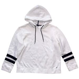 Nautica Fleece White & Blue Hoodie Pullover Women's Large